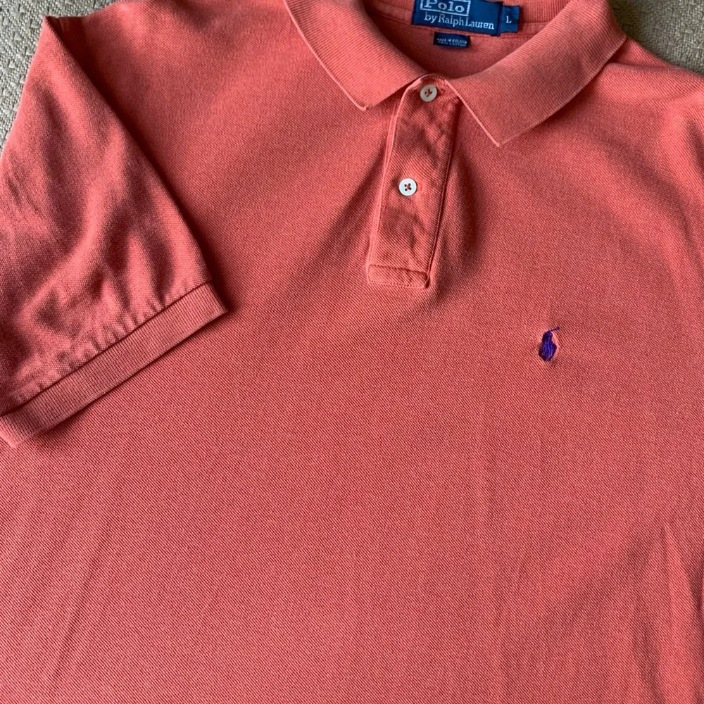 Men's Large Ralph Lauren Polo‎ Orange 100% Cotton Short Sleeve Golf Shirt